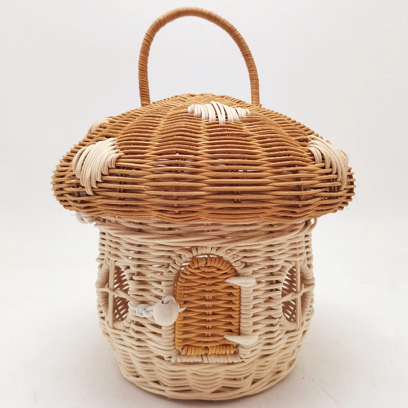Rattan Plant Basket - 야외 피크닉 바구니 버섯 보관 가방