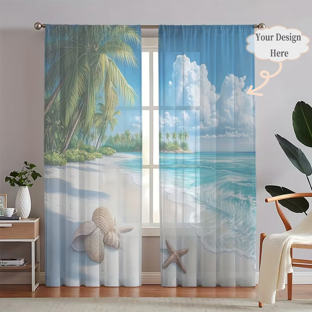 Home Decor Fabric - 맞춤형 2D 플랫 2피스 시어 커튼,