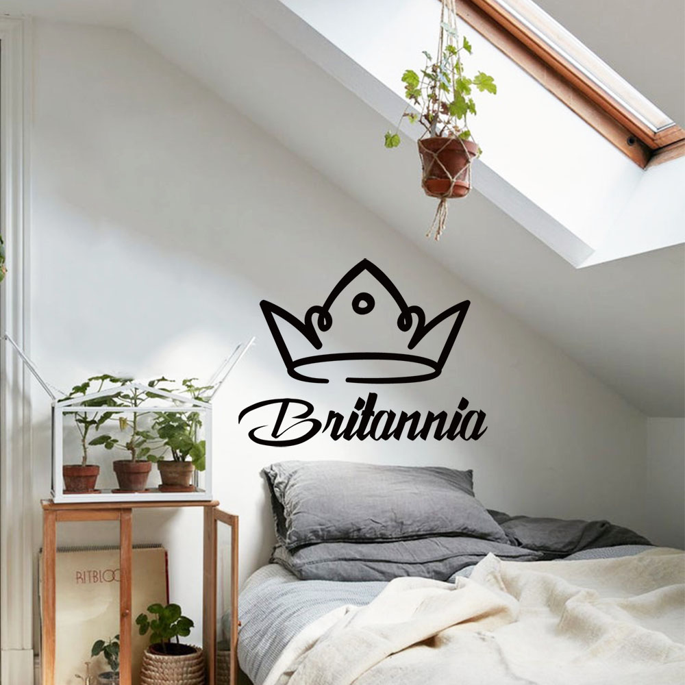 Home Decor Wall Stickers - 1PC 로맨틱 크라운 맞춤형 텍스트 장식