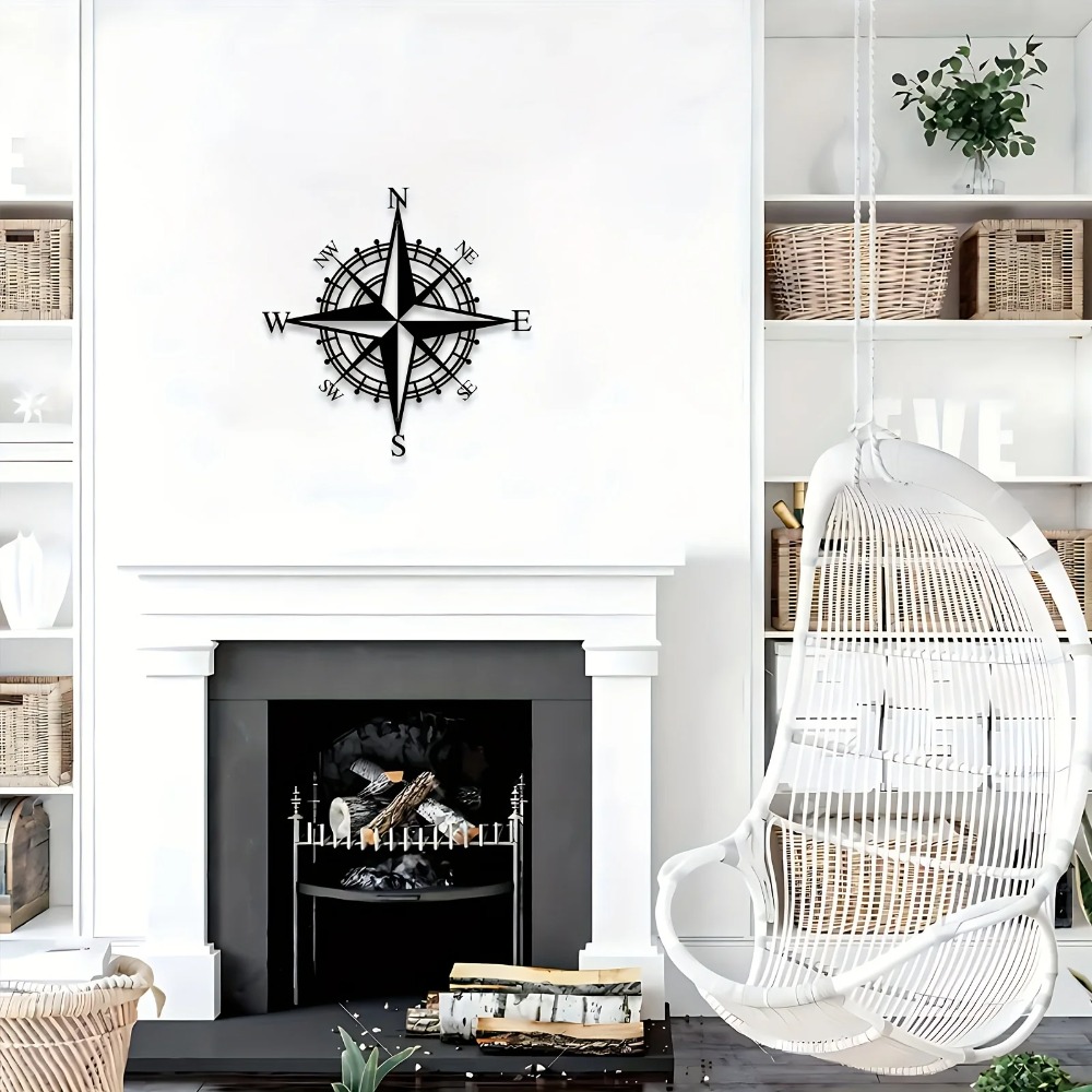 Home Decor Nautical - 거실용 금속 나침반 벽 장식, 해양풍