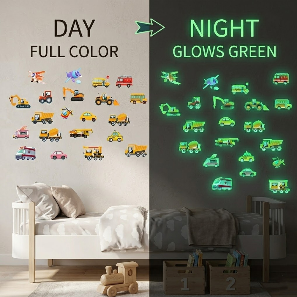 Home Decor Wall Stickers - 빛나는 자동차 벽 스티커 21개 세트