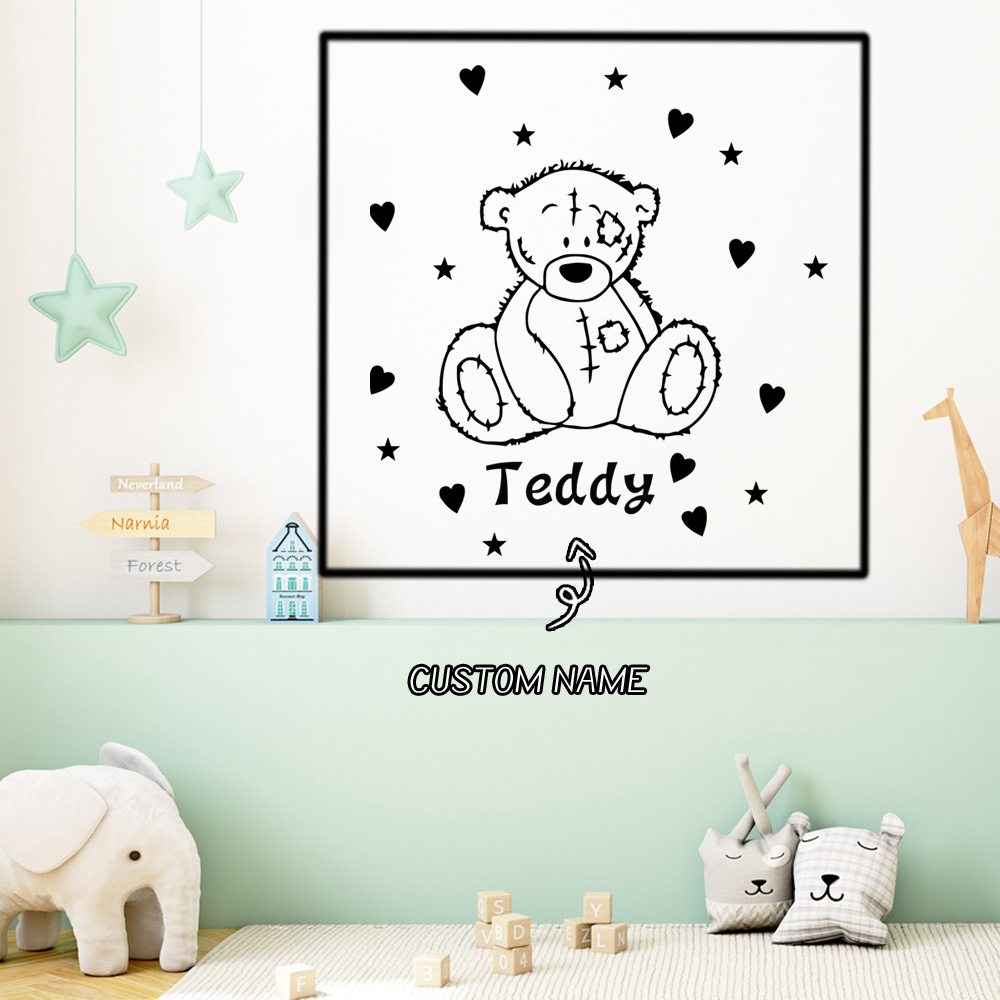 Home Decor Wall Stickers - 1PC 로맨틱 테디 베어 맞춤형 이름