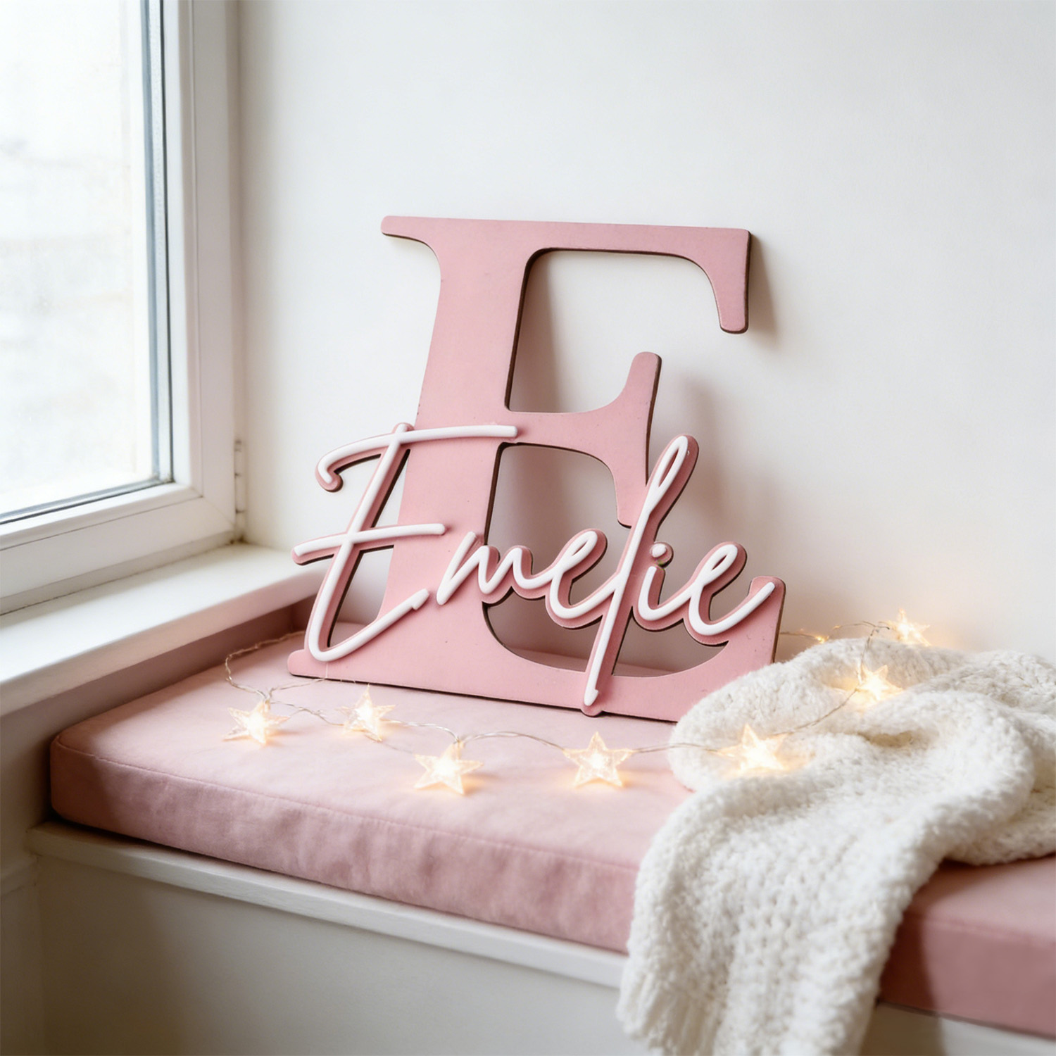 Home Christmas Decor - 1pc 더블 레이어 나무 이름 장식