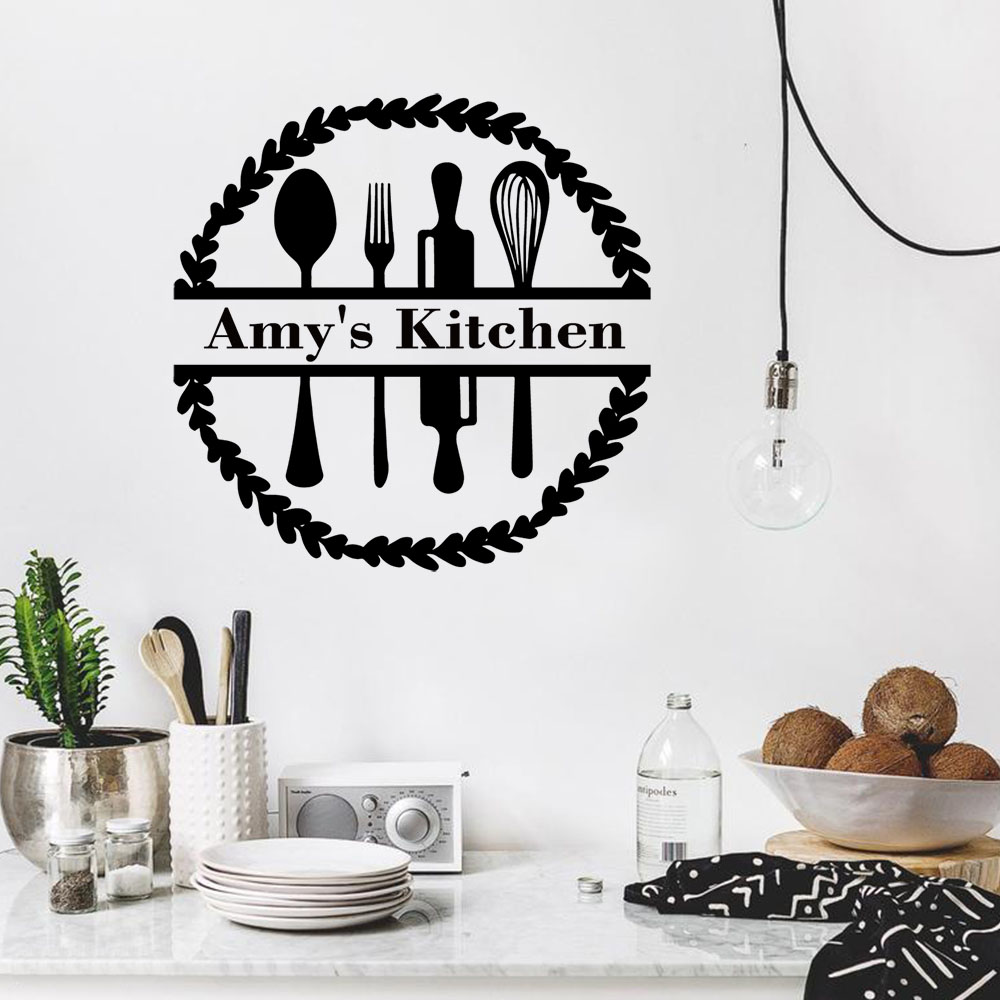 1PC 크리 에이 티브 주방 용품 맞춤형 텍스트 이름  - Home Decor Wall Stickers 리뷰 및 가격