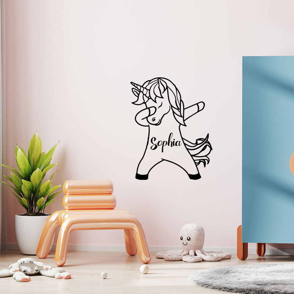 1PC Diy 유니콘 맞춤형 이름 스티커 방수 비닐 벽 - Home Decor Wall Stickers 리뷰 및 가격