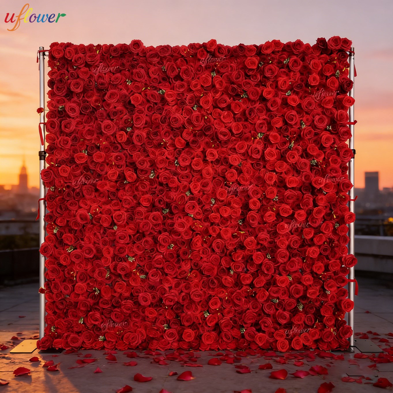 Uflower 레드 로즈 인조 꽃벽 버건디 패브릭 롤업 - Home Decor Event 리뷰 및 가격