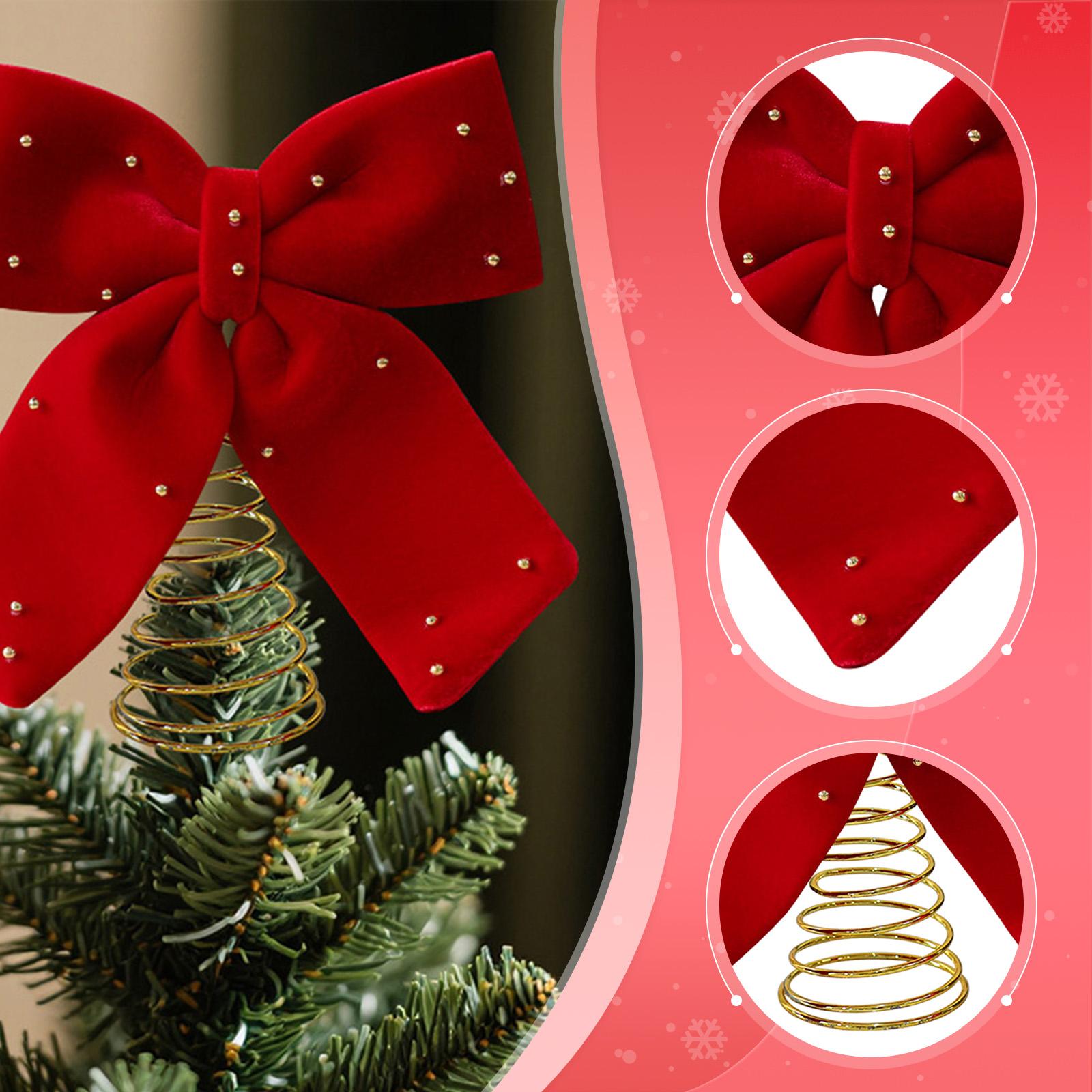 우아한 빨간색 리본 크리스마스 트리 장식, 금속 천 장 - Home Xmas Decor Ideas 리뷰 및 가격