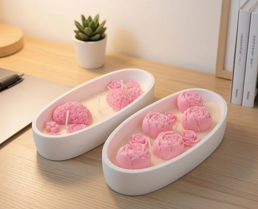 하트 로즈 플로럴 향초 오벌 홀더 소이 왁스 아로마테라 - Home Decor Flowers 리뷰 및 가격