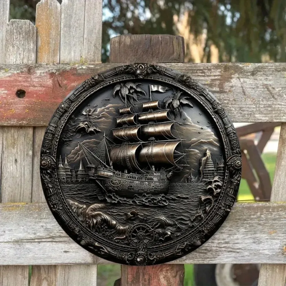 3D 해적선 금속 벽 장식: 알루미늄 원형 부조 조각, - Home Decor Nautical 리뷰 및 가격