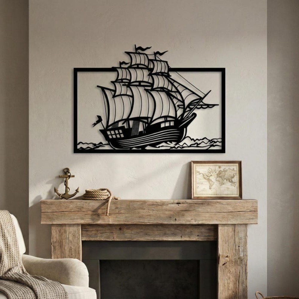 금속 범선 벽 장식, 해안 해양 테마의 집 장식, 해양 - Home Decor Nautical 리뷰 및 가격
