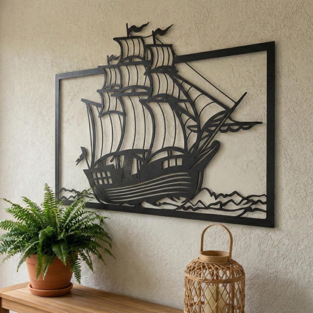 금속 범선 벽 장식, 해안 해양 테마의 집 장식, 해양 - Home Decor Nautical 리뷰 및 가격