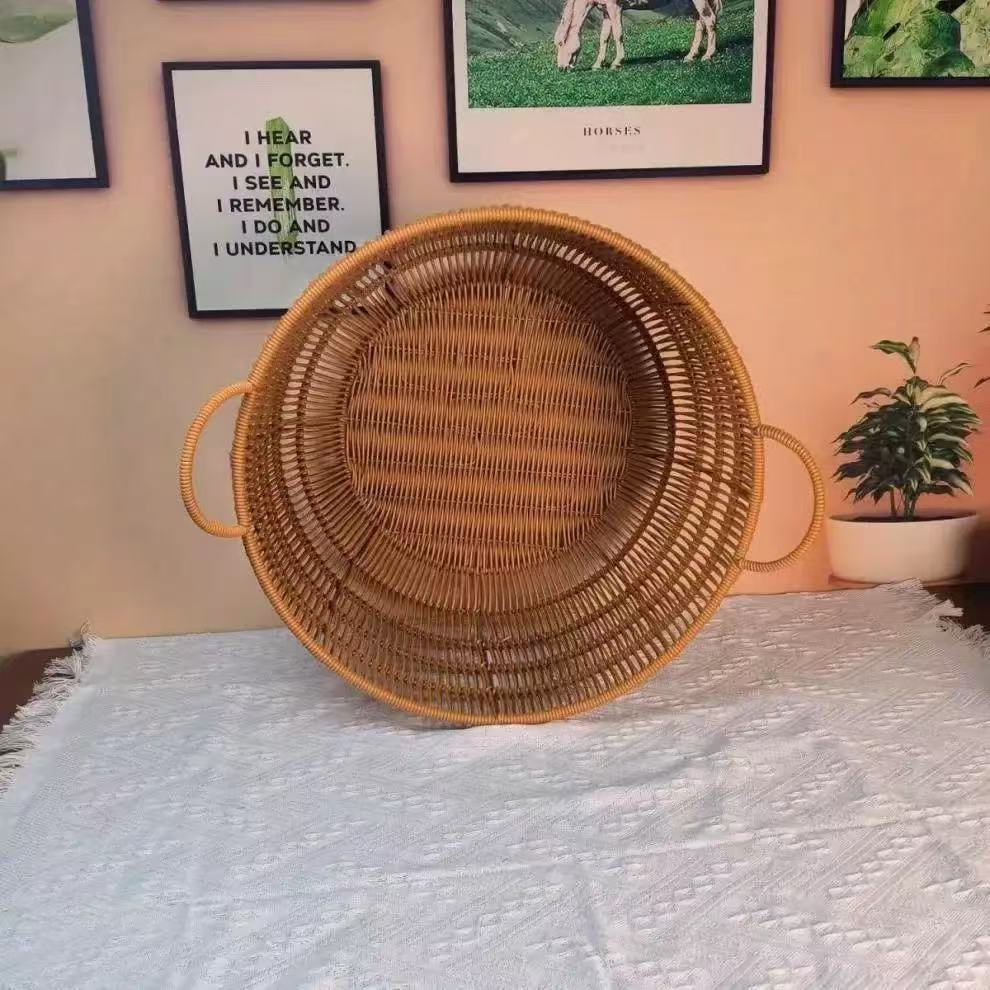 수제 라탄 스타일 직조 수납 바구니 |   이중 손잡이 - Rattan Plant Basket 리뷰 및 가격