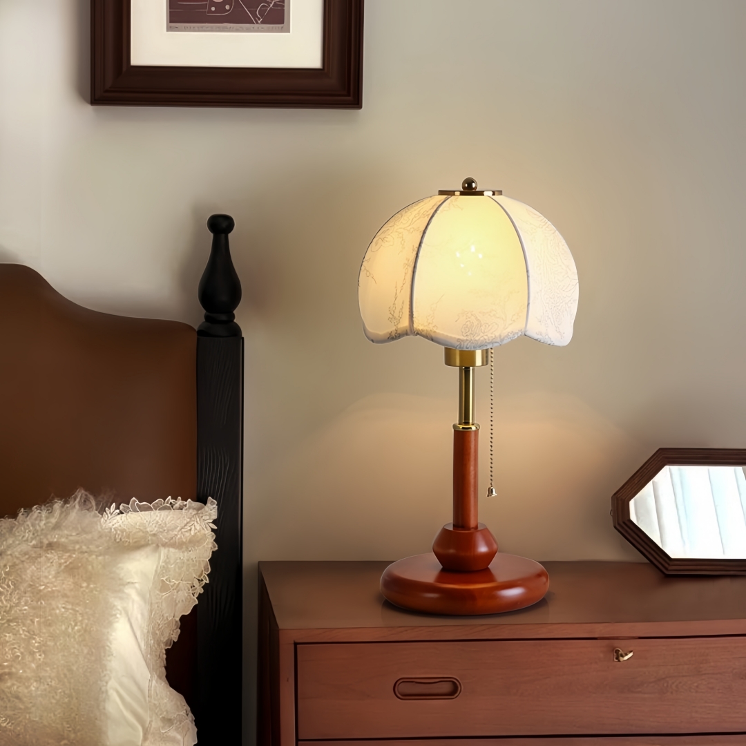 빈티지 스캘럽 돔 테이블 램프, 침실 협탁, 서재, 현 - Home Decor Fabric 리뷰 및 가격
