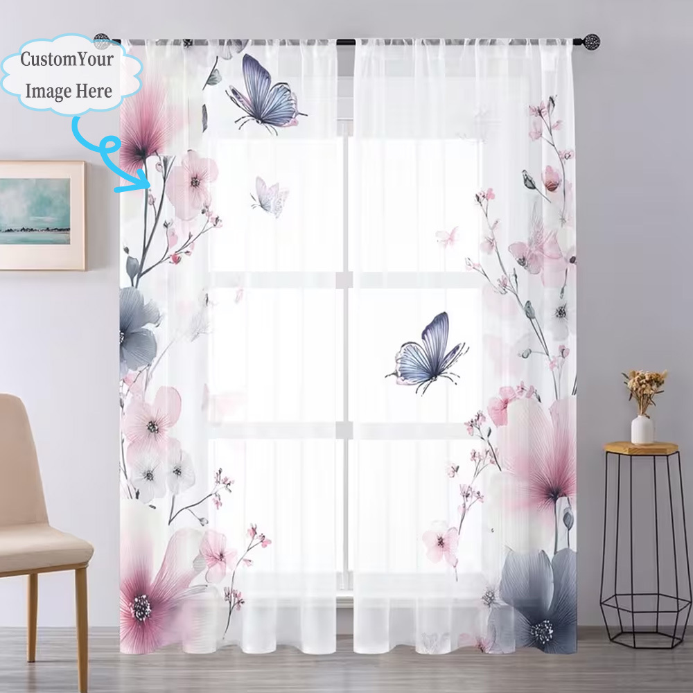 맞춤형 2D 플랫 2피스 시어 커튼, 원하는 디자인/이 - Home Decor Fabric 리뷰 및 가격