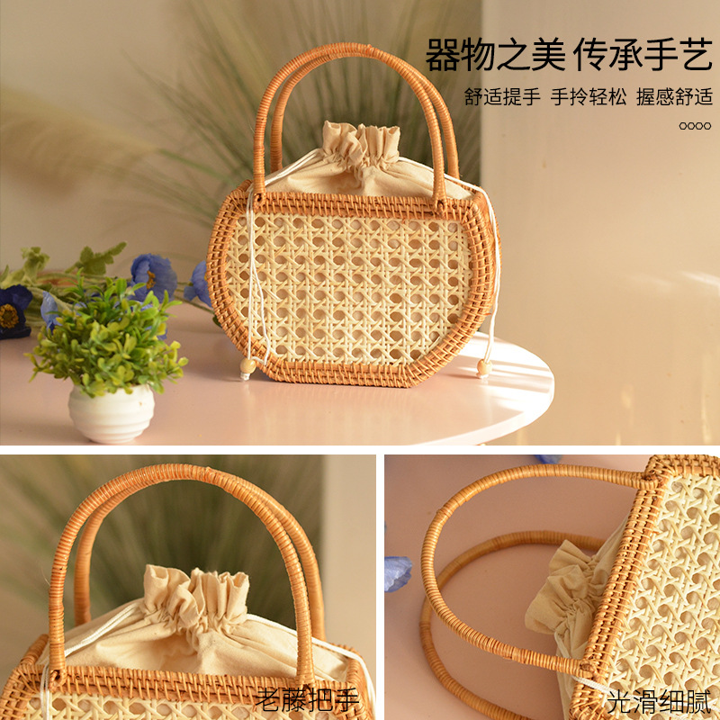 캐주얼 할로우 라탄 바구니 가방, 위커 우븐 핸드백,  - Rattan Plant Basket 리뷰 및 가격