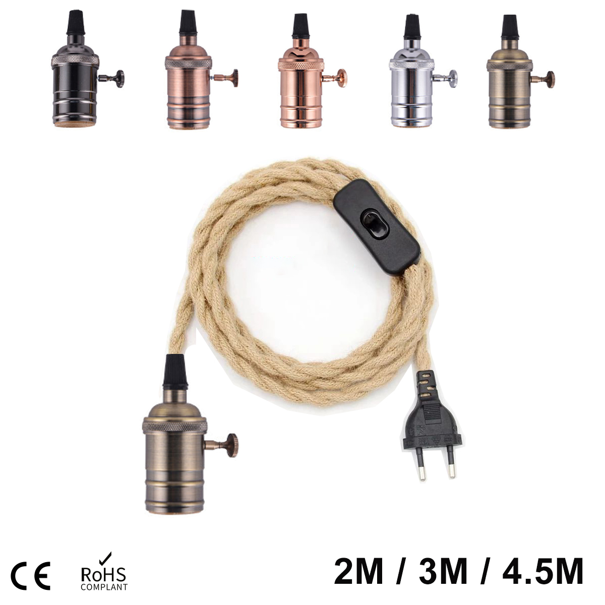 EU 플러그 전원 코드 트위스트 대마 로프 장식 E27 - Rope Light Decoration 리뷰 및 가격