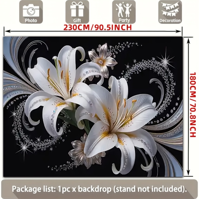 고급스러운 흰 백합 꽃 태피스트리 벽 장식 검은 배경  - Home Decor Under 100 리뷰 및 가격