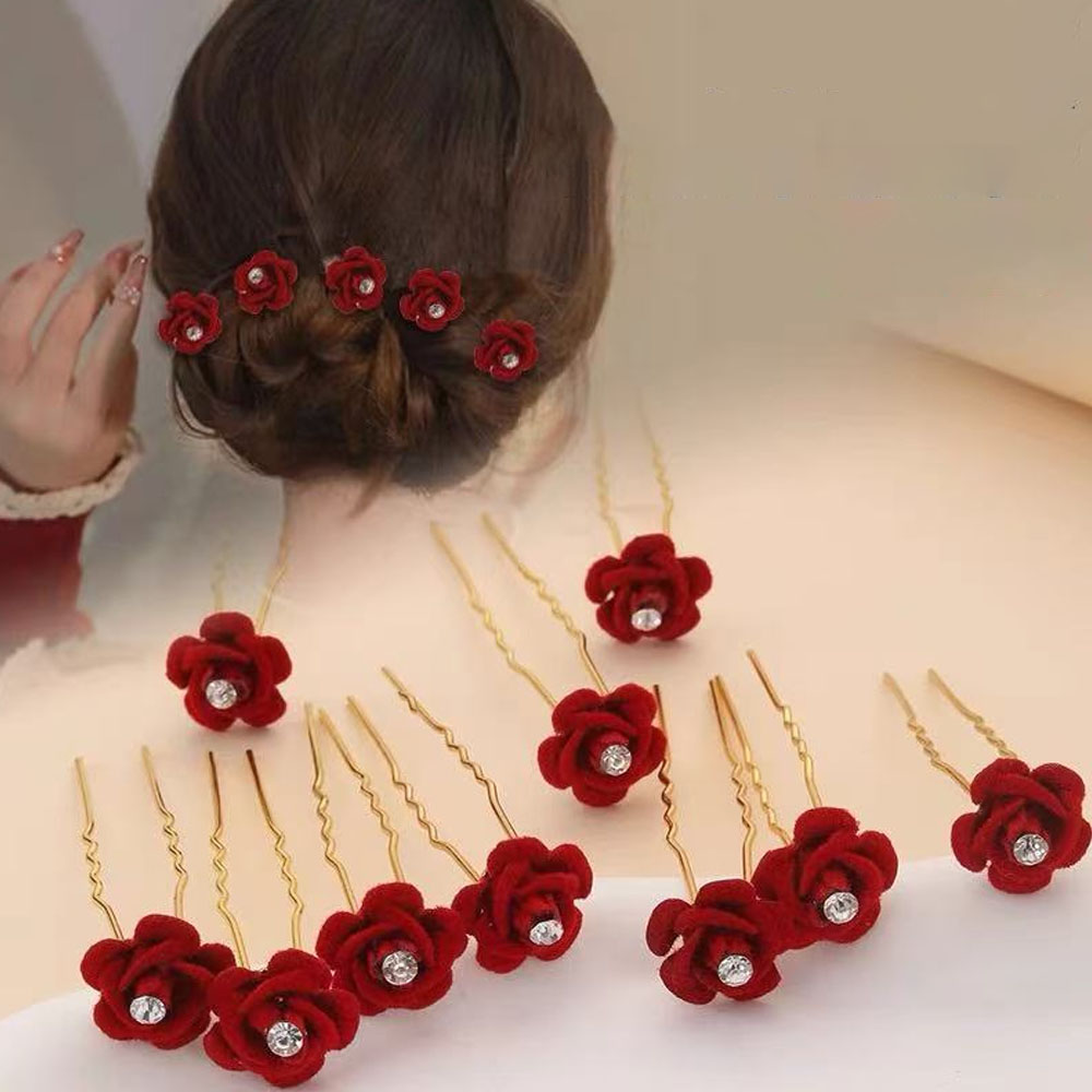 10Pcs 로즈 헤어 액세서리 웨딩 신부 머리핀 꽃 헤 - Home Decor Flowers 리뷰 및 가격