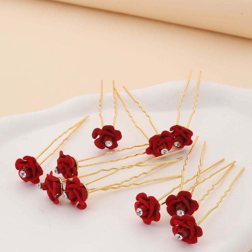 10Pcs 로즈 헤어 액세서리 웨딩 신부 머리핀 꽃 헤 - Home Decor Flowers 리뷰 및 가격