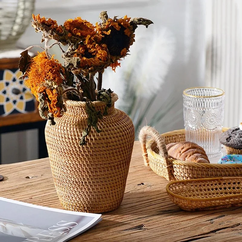 고리 버들 바구니 등나무 교수형 화분 화분 꽃 보관 바 - Rattan Plant Basket 리뷰 및 가격
