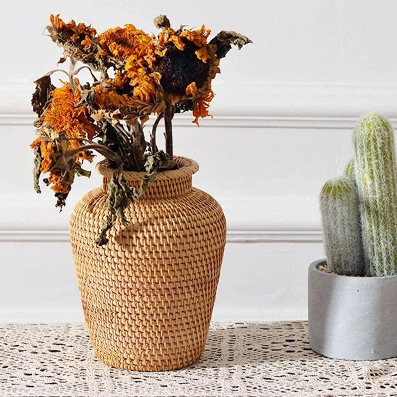 고리 버들 바구니 등나무 교수형 화분 화분 꽃 보관 바 - Rattan Plant Basket 리뷰 및 가격