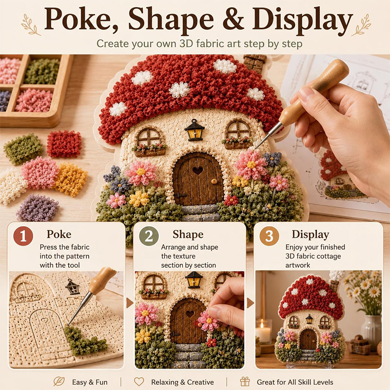 3D 버섯집 포케 아트 DIY 키트 패브릭 펀치 니들  - Home Decor Fabric 리뷰 및 가격
