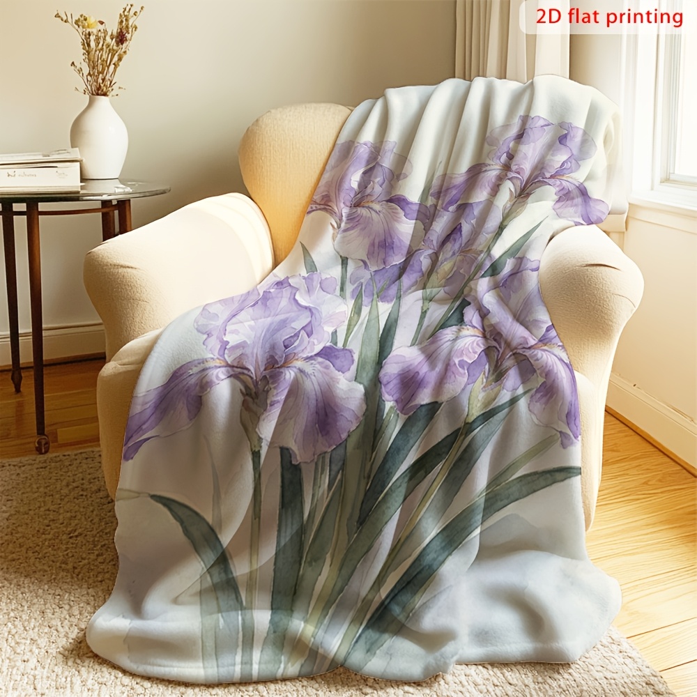 크고 화려한 보라색 아이리스 꽃무늬 담요, 집 장식용, - Home Decor Living Room Ideas 리뷰 및 가격