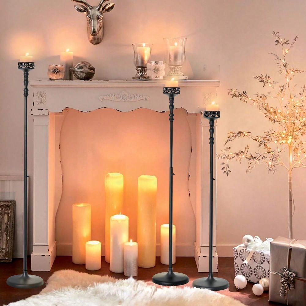 조절 가능한 금속 테이퍼 캔들 홀더, 빈티지 블랙 플로 - Home Decor Event 리뷰 및 가격