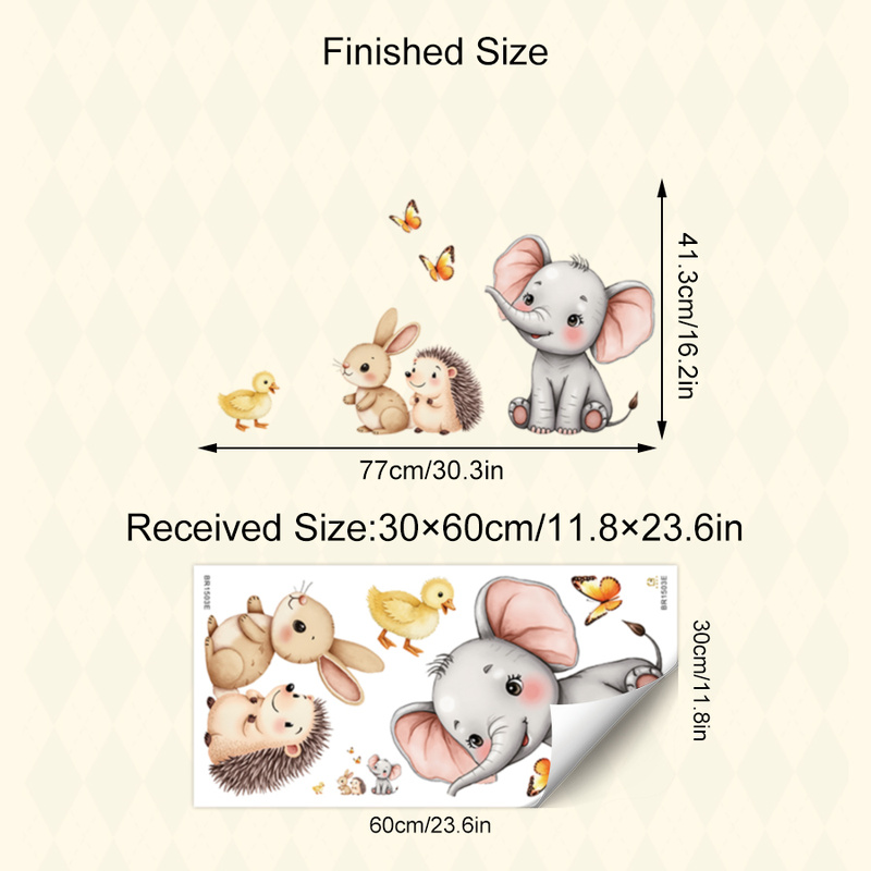 만화 동물 벽 스티커-코끼리 토끼 고슴도치 보육 데칼, - Home Decor Wall Stickers 리뷰 및 가격