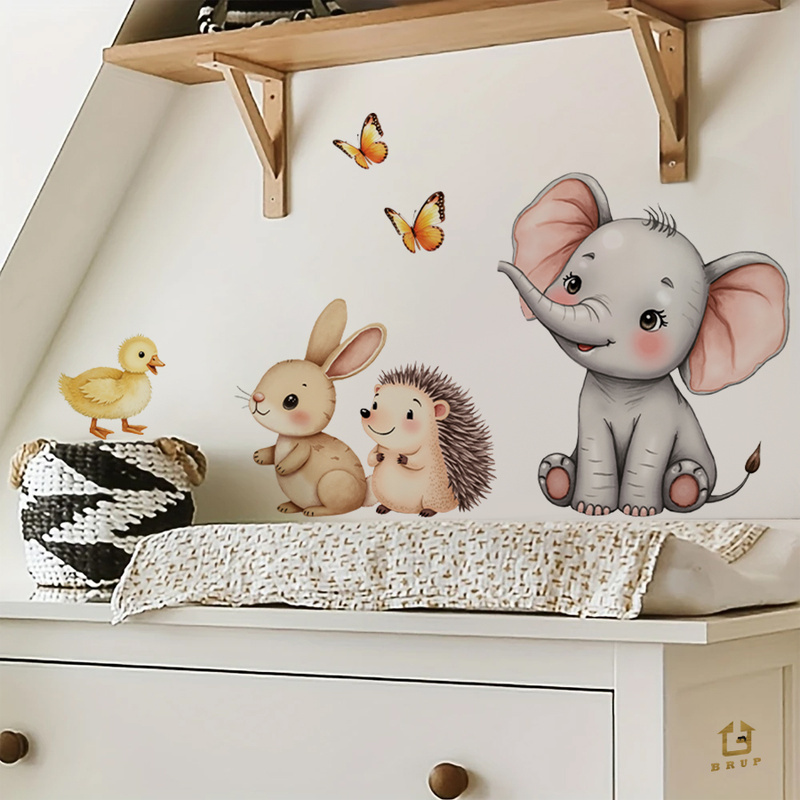 만화 동물 벽 스티커-코끼리 토끼 고슴도치 보육 데칼, - Home Decor Wall Stickers 리뷰 및 가격