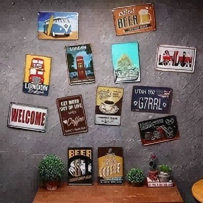 (2D 주석 그림) 빈티지 독일식 금속 간판, “일하는 - Home Decor Jobs 리뷰 및 가격