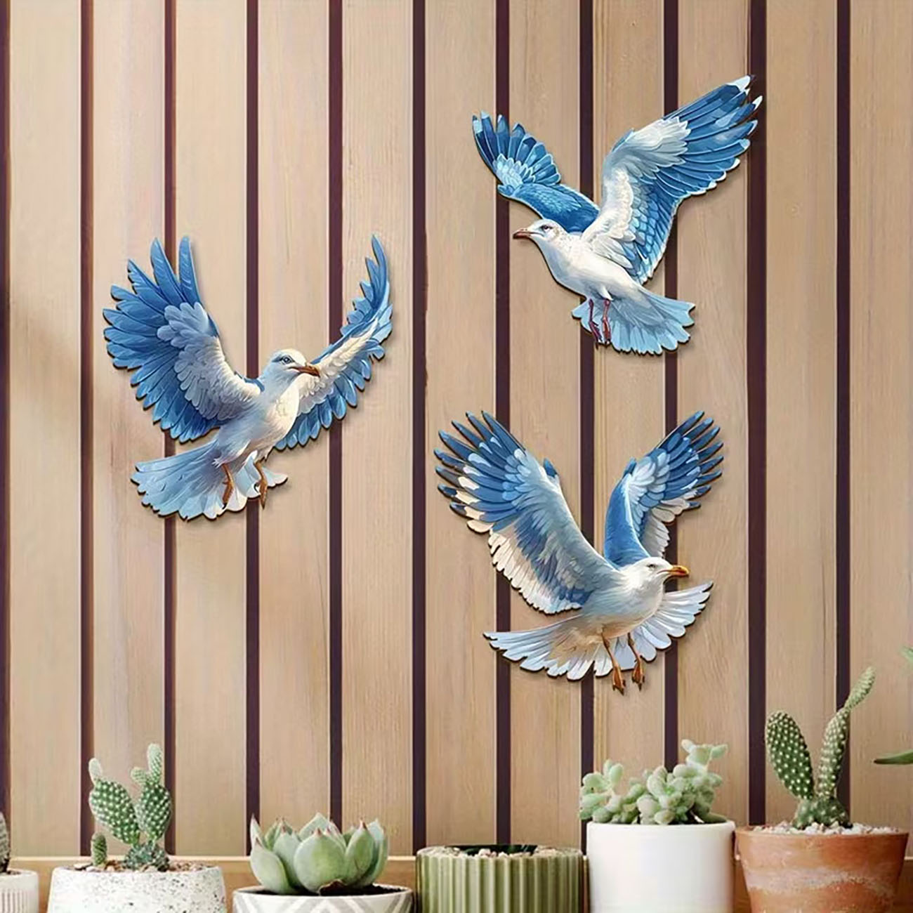 3개의 나무 갈매기 벽 장식, 해양 스타일 갈매기 벽  - Home Decor Nautical 리뷰 및 가격