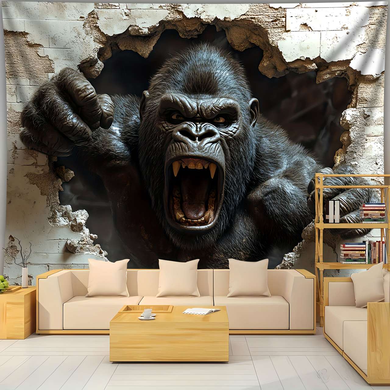 1pc 3D 동적 고릴라 벽 버스트 효과 인쇄 태피스트 - Home Decor Under 100 리뷰 및 가격