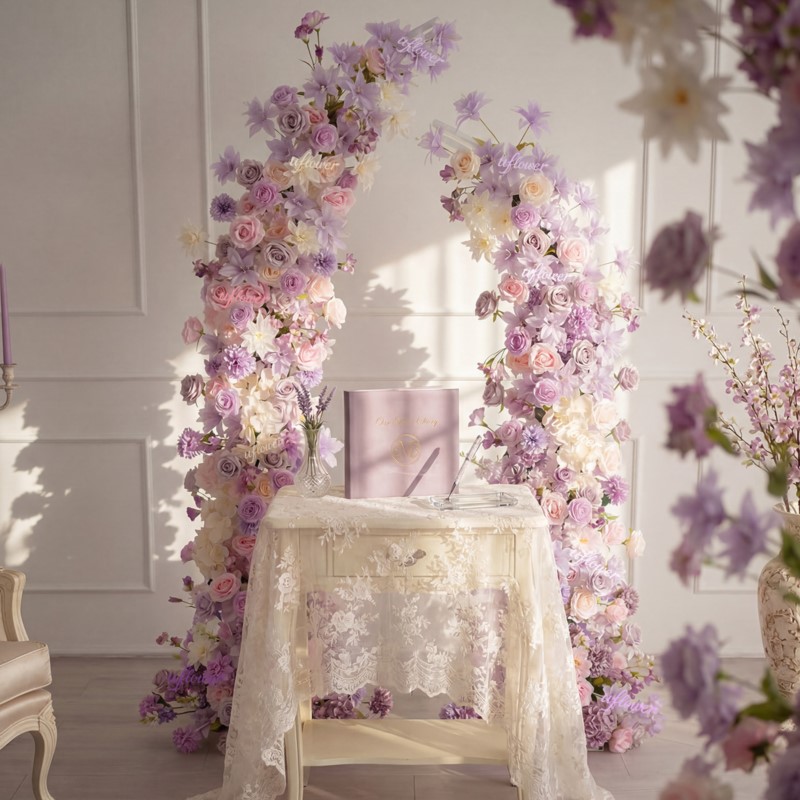 5D U플라워 퍼플 핑크 백합 조화 웨딩 이벤트 아치  - Home Decor Event 리뷰 및 가격