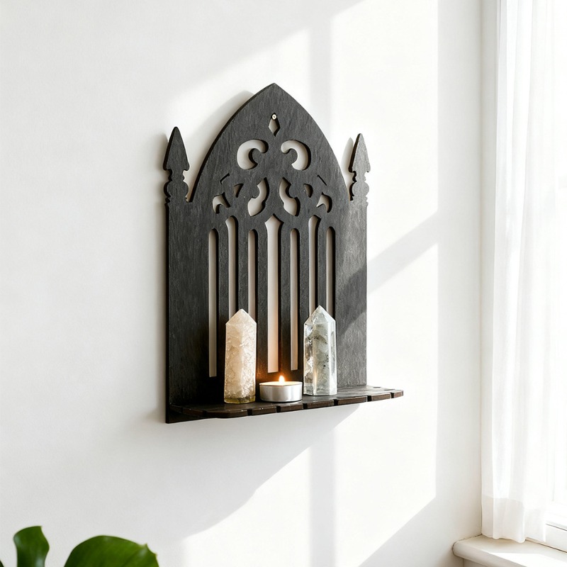 보헤미안 고딕 블랙 우드 벽 선반 빈티지 수납 랙 거실 - Home Decor Living Room Ideas 리뷰 및 가격