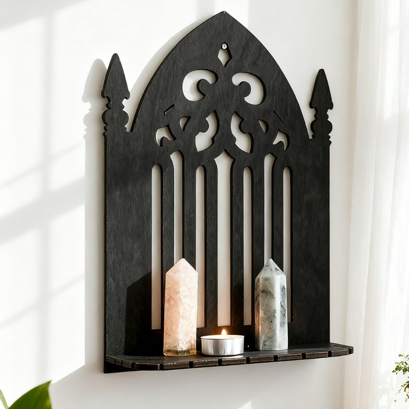보헤미안 고딕 블랙 우드 벽 선반 빈티지 수납 랙 거실 - Home Decor Living Room Ideas 리뷰 및 가격