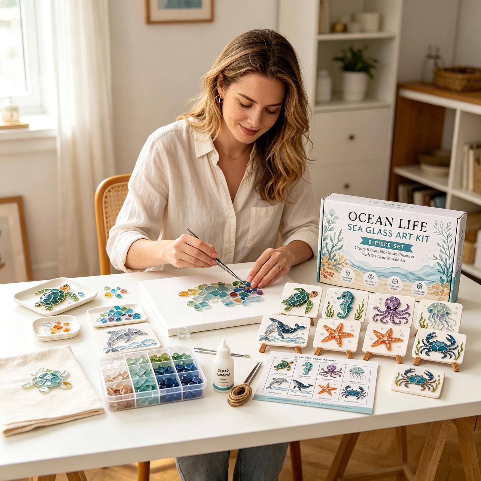 1개 해양 생물 바다 유리 모자이크 아트 DIY 공예  - Home Decor Nautical 리뷰 및 가격