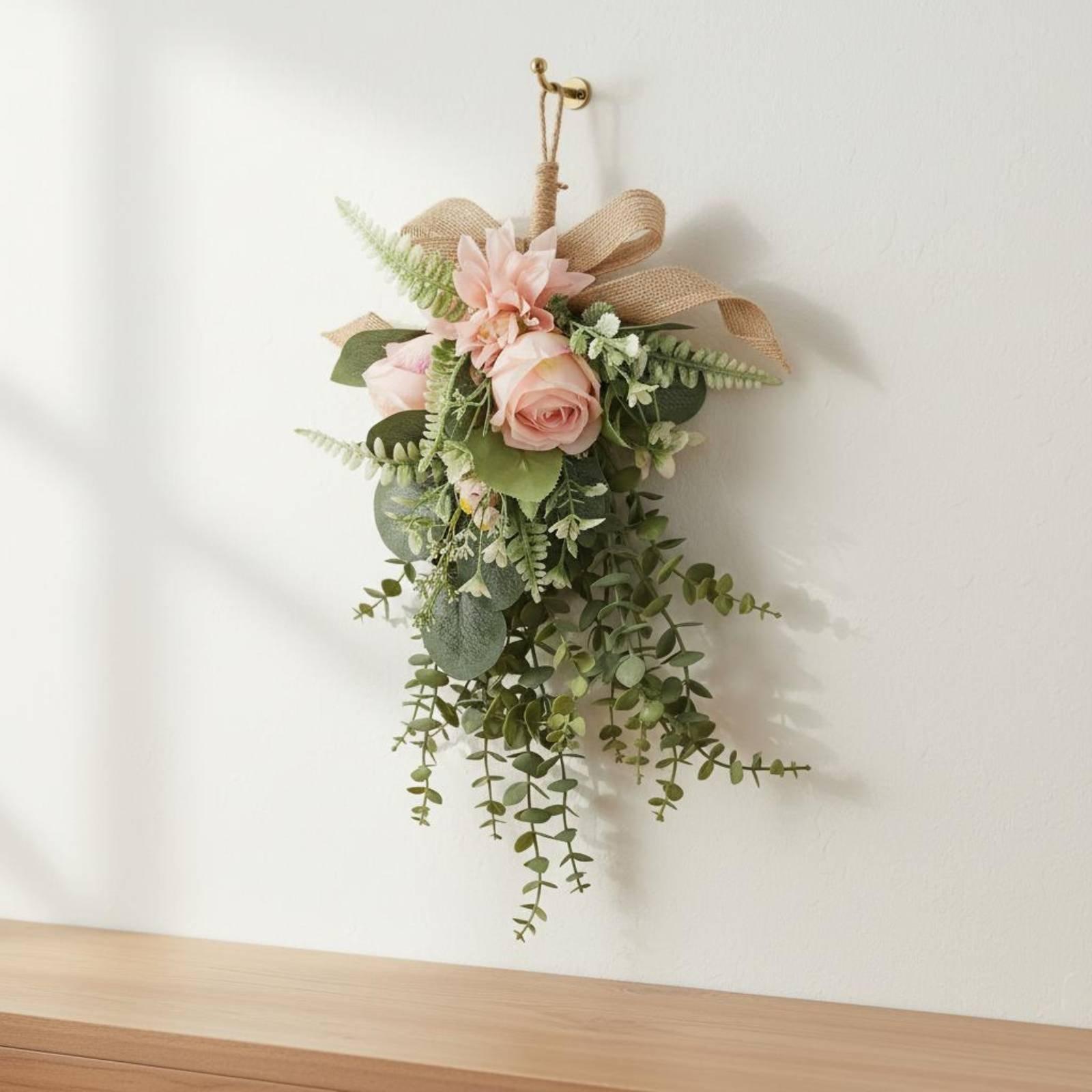 스웨이지 플로럴 벽걸이 인조 달리아 장미 꽃 화환, 출 - Home Decor Event 리뷰 및 가격