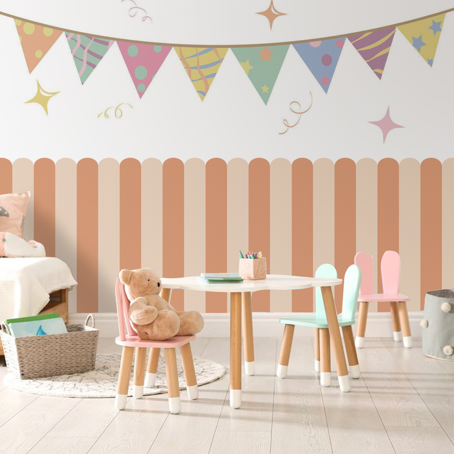 여러 가지 빛깔의 세로 줄무늬 아크 벽지 보육 어린이  - Home Decor Wall Stickers 리뷰 및 가격